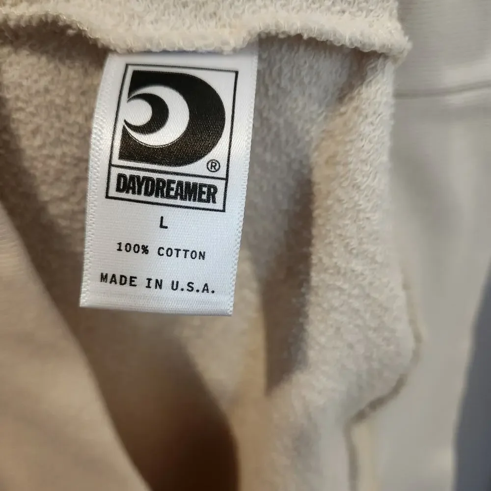 Free People X Daydreamer Crest colorblock cream sweatshirt size large